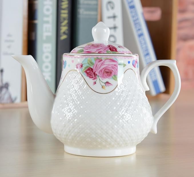123Arts Teapot, Flower Teapot, Ceramic Tea Pot, Tea Pot for Home Office,33oz,1000ml