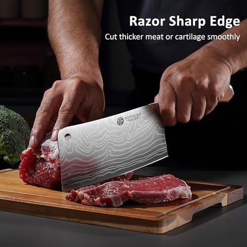 YOTSUBA 7 Inch Cleaver Knife with Full Tang Rosewood Handle