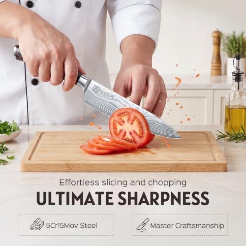 PAUDIN 17 PCS Kitchen Knife Set, Razor Sharp Knife Block Sets, Ideal Gifts