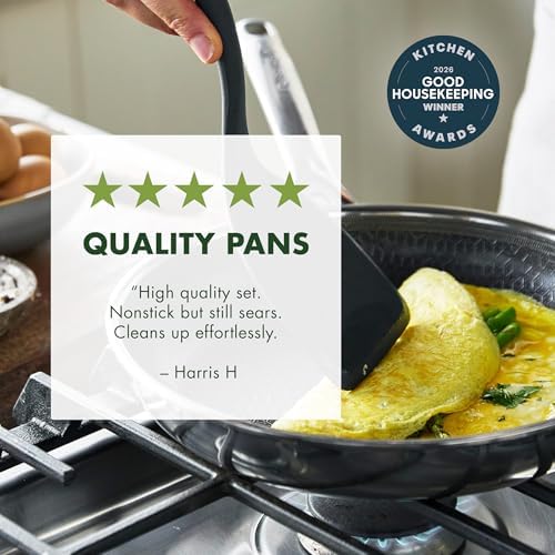 GreenPan Spectra 8" Frying Pan Skillet, Hybrid Tri-Ply Stainless Steel, PFAS-Free Ceramic Nonstick Textured Cooking Surface, Induction Cookware, Dishwasher Safe, Oven & Broiler Temp to 850˚F