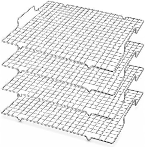 4 Pack Heavy-Duty Wire Cooking Rack Baking Racks with Handle 14.1" x 10.7"