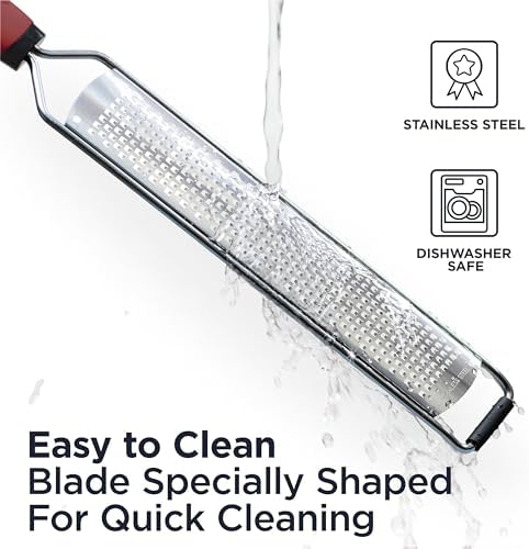 Deiss PRO Citrus Zester & Manual Cheese Grater - Parmesan, Lemon, Ginger, Garlic, Nutmeg, Chocolate - Sharp Stainless Steel Blade - Dishwasher Safe