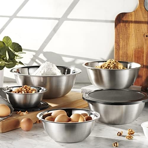 10-Piece Stainless Steel Mixing Bowl Set with Lids for Food Prep & Storage