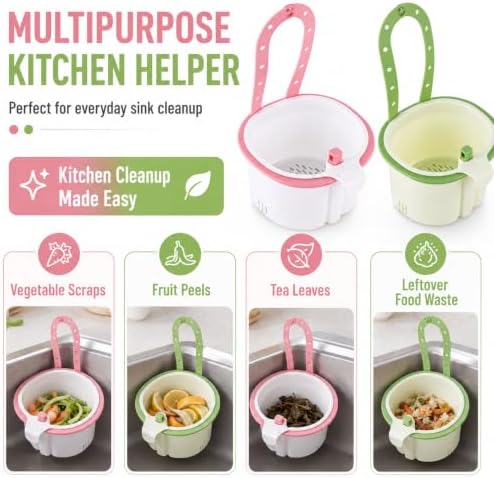 2 Pack Cactus Kitchen Sink Strainer Basket, Hanging Sink Drain Basket with Press Dump Button, Fast Draining Kitchen Sink Organizer for Food Waste, Tea Leaves, Vegetable Scraps
