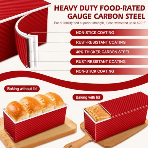 Bread Loaf Pan with Lid-2Pack, 2.2LB & 1LB