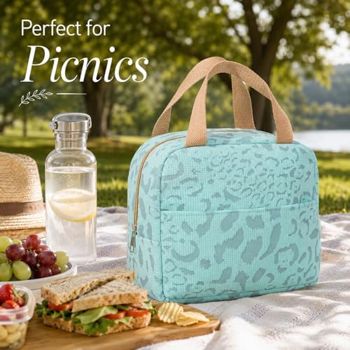 Blue Insulated Lunch Bag For Women, Small Lunch Box Tote