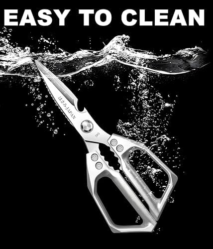 Kitchen Scissors, All Purpose，Ultra Sharp Meat Scissors，Heavy Duty Silver Cooking Scissor，Dishwash Safe Stainless Steel Kitchen Shears for Food, Chicken Bones, Turkey
