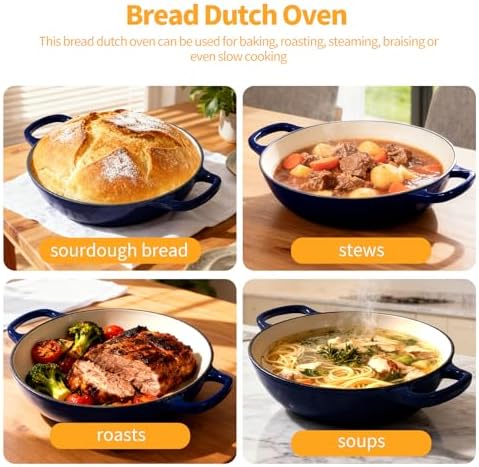 6QT Enameled Cast Iron Dutch Oven For Sourdough Bread Baking