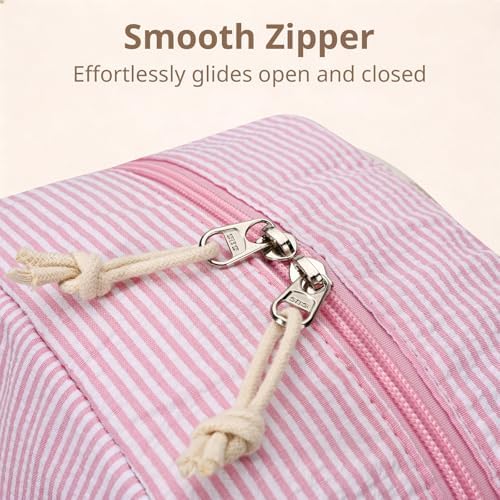 LOVELYWIND Lunch Box for Women, Insulated Lunch Bag, Pink Stripe Tote