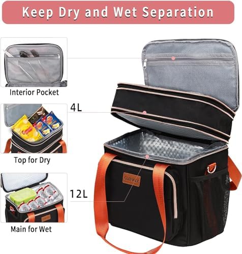 GLENKEY Expandable Lunch Box Insulated Leakproof Cooler Bag Work Outdoor