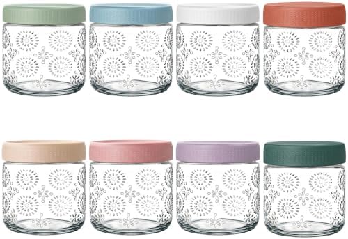 8 pack 16 oz Overnight Oats Containers with Lids, Glass Food Storage Container, Salad Jars, Mason Jars for Overnight Oats, Yogurt, Oatmeal, Salad, Coffee, Spices