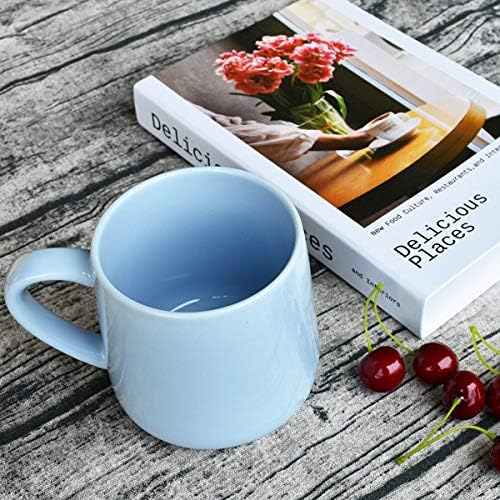 Bosmarlin Large Glossy Ceramic Coffee Mug, Tea Cup for Office and Home, 18 oz, Suitable for Dishwasher and Microwave(Blue, 1)