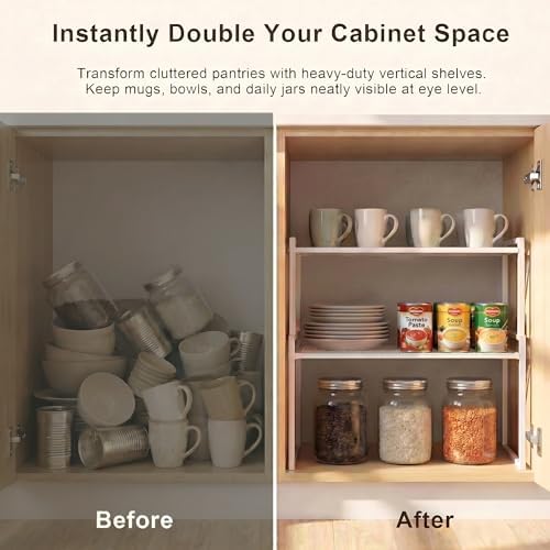 Stackable Kitchen Cabinet Organizer Shelves Pantry Rack Set of 2