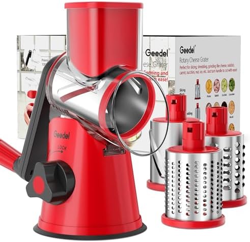 Geedel Rotary Cheese Grater Hand Crank, Cheese Shredder Vegetable Slicer