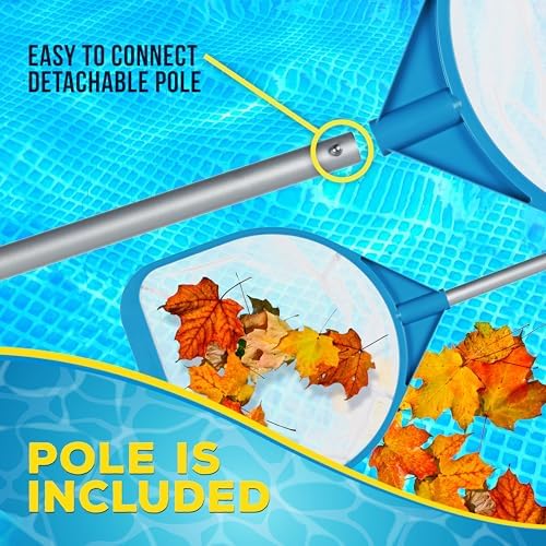 U.S. Pool Supply Pool and Spa Skimmer Net with Pole, 30" Long Handheld