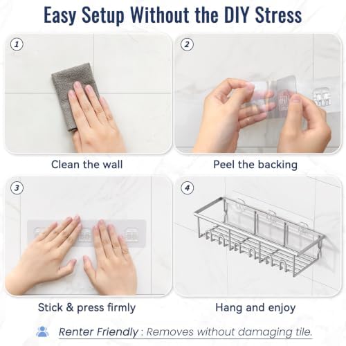 5 Pack Adhesive Bathroom Holders & Dispensers for Kids & Adults, Silver