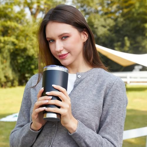 MEWAY 30oz Insulated Tumbler With Lids and Straws,Stainless Steel Double Vacuum Coffee Tumbler Cup, Brush, Durable Powder Coated Coffee Cup for Cold & Hot Drinks, Office, Travel(Black,12 PACK)