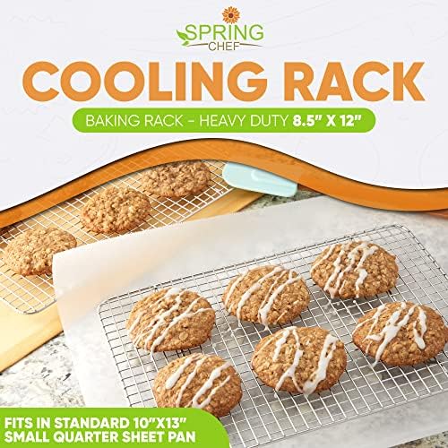 Spring Chef 8.5" x 12" Stainless Steel Cooling Rack for Baking, Set of 2