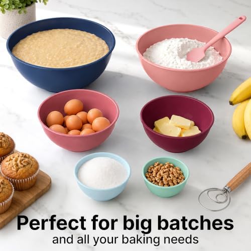 Zulay Kitchen 12 Piece Plastic Mixing Bowls with Leak-Proof Lids Set - Microwave and Freezer Safe Kitchen Mixing Bowls for Preparing, Serving and Storing - Large Nesting Bowls (Cotton Candy Ombre)