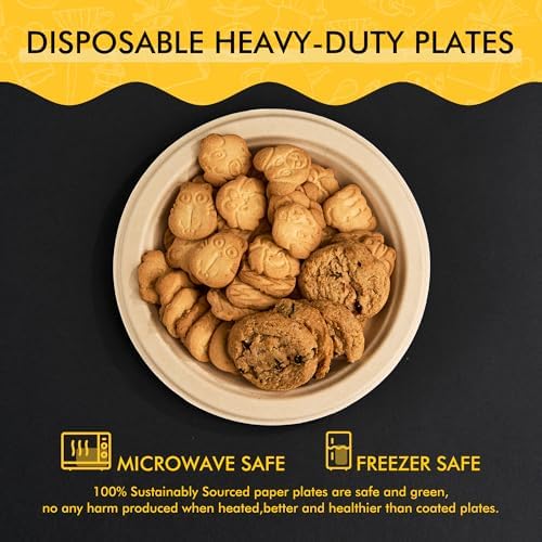 RACETOP Compostable Paper Plates 7 Inch [125 Pack]
