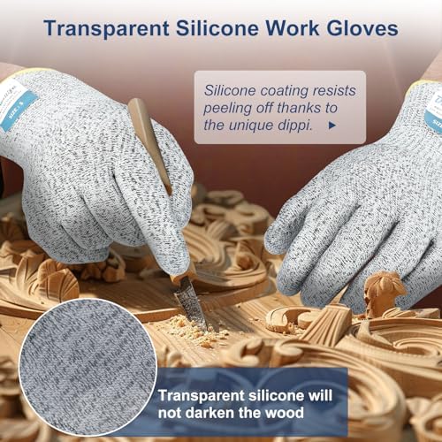 Dowellife Level 5 Cut Resistant Gloves with Silicone Coating Food Grade