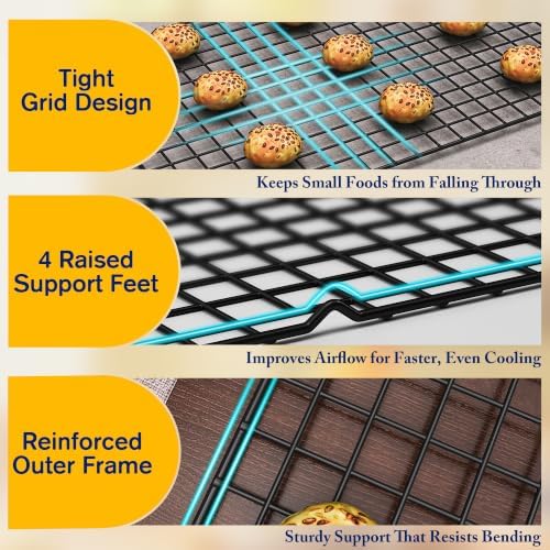 2 PCS Cooling Racks for Cooking and Baking, 11.65''x16.85'', Black
