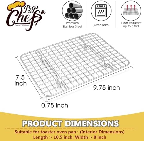 P&P CHEF 9.75 Inch Stainless Steel Cooling Baking Rack Set of 2