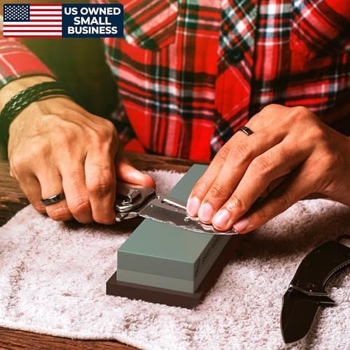 Sharp Pebble Whetstone Knife Sharpening Stone Kit - 2 Sided 400/1000 Grit