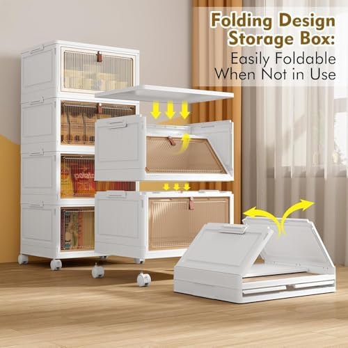 YFXCVSL 4 Tier Plastic Storage Bins with Lid 32QT, Stackable Storage Bins