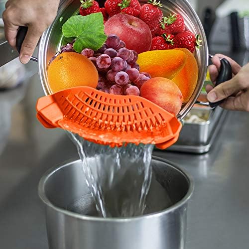 AUOON Clip On Strainer for Pots, Standard 8.86 x 3.55 in, Orange