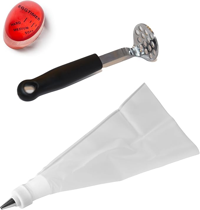 Fox Run Deviled Egg Making Kit, Includes Boiled Egg Timer, Masher and Deviled Egg Piping Tool