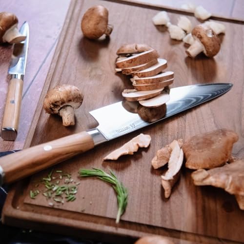 Yatoshi Knives Magnetic Kitchen Knife Block Set - Japanese 67 Layer High-Grade VG-10 Steel Knives, Sharp, Professional Kitchen Knife Set - Damascus (6 pieces), Olive Wood Handles