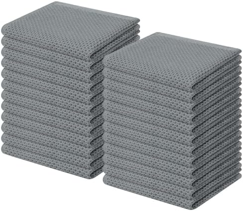 Homaxy 100% Cotton Waffle Weave Kitchen Dish Cloths 24-Pack, Grey