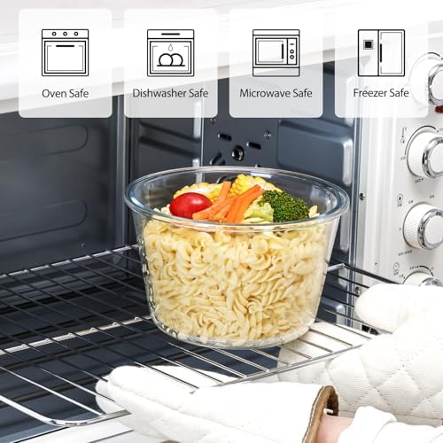 NUTRIUPS Glass Food Storage Container with Lid, 2.1L, 7.6×5in