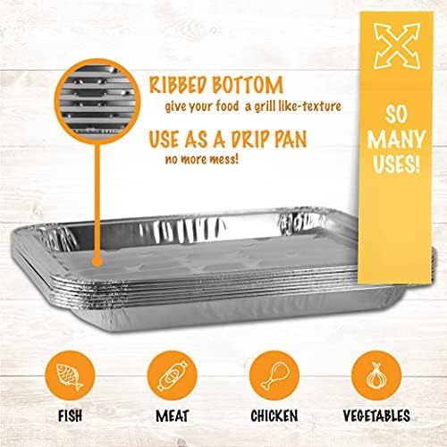 Plasticpro Aluminum Grill Pans, Broiler Pans, Grill Liners, Durable with Ribbed Bottom Surface for BBQ, Grill, Texture Disposable, (50)