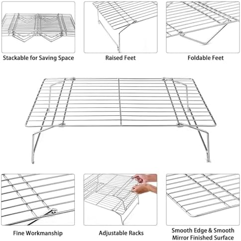 TeamFar Cooling Rack, 3 Tier 15" x 10" Stainless Steel Baking Roasting Rack