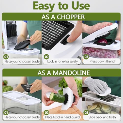 Multifunctional Vegetable Chopper & Mandoline Slicer, Veggie Chopper
