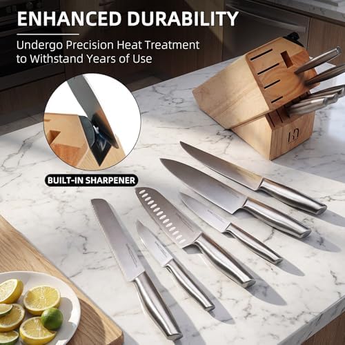 KnifeSaga 14 Pcs Knife Set with Block, Premium, Razor Sharp, Japanese Steel