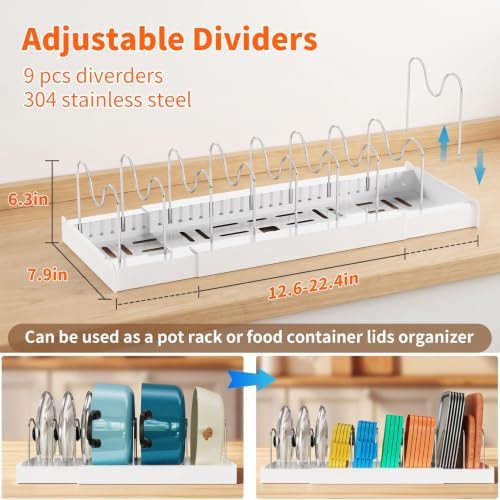 Antigo 2 Pack Expandable Pots and Pans Organizer, lid organizer