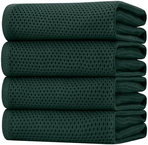 Homaxy 100% Cotton Oversized Waffle Weave Kitchen Towels 4-Pack