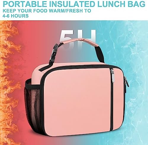 esouler Lunch Box Kids Insulated Lunch Bag for Boys & Girls Durable Children Lunchbox for School with Water Bottle Holder-Pink