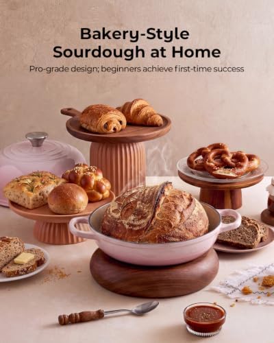 5QT Enameled Cast Iron Sourdough Bread Oven for Homemade, Pink
