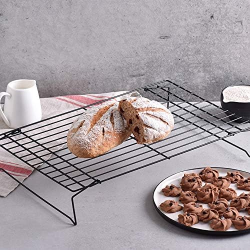 Cooling Rack, 3-Tier Stainless Steel Stackable Baking Cooking Cooling Racks for Cooling Roasting Grilling, Collapsible & Heavy Duty, Oven & Dishwasher Safe
