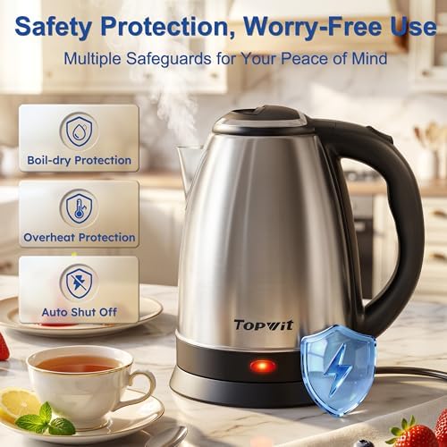 TOPWIT 2.0L Stainless Steel Electric Kettle, Rapid Boiling Hot Water Kettle