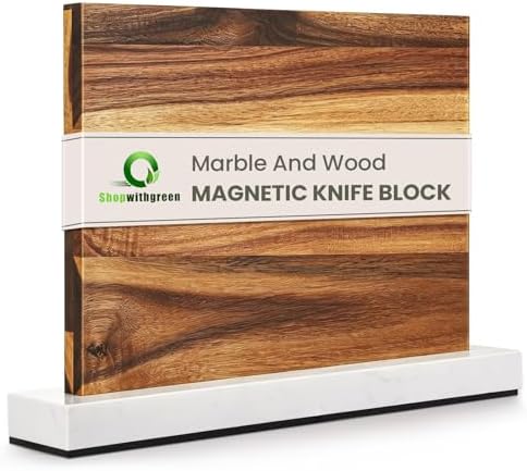 Unshakable Magnetic Knife Block，Double Sided Marble Base Magnetic Holder