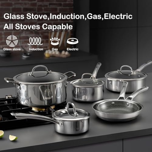 Sauce pan with lid,1.5 Quart Hybrid Nonstick Sauce pan