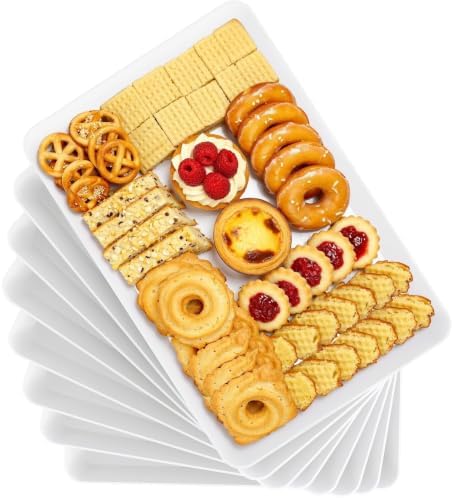 Serving Trays, Serving Platter, Plastic Trays, 8-Pack, White