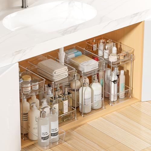 Vtopmart 4 Pack Taller Pull Out Bathroom Under Sink Organizer (S-Higher)