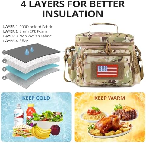 Lunch Box for Men, 12L Leakproof Tactical Lunch Bag Large Cooler for work