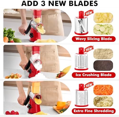 GDL Cheese Grater Hand Crank, Rotary Cheese shredder, Vegetable Slicer